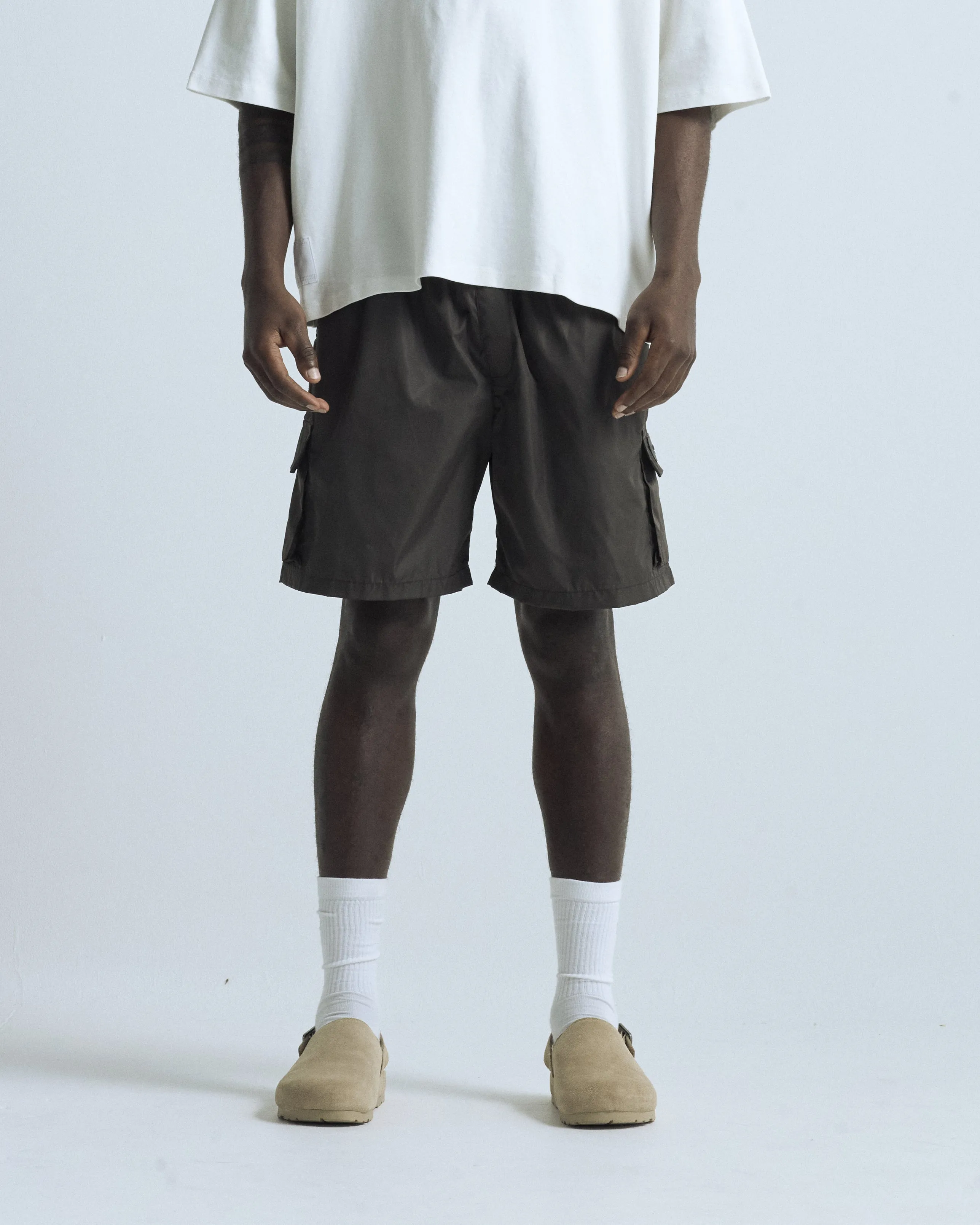 Basics Synthetic Cargo Short Brown