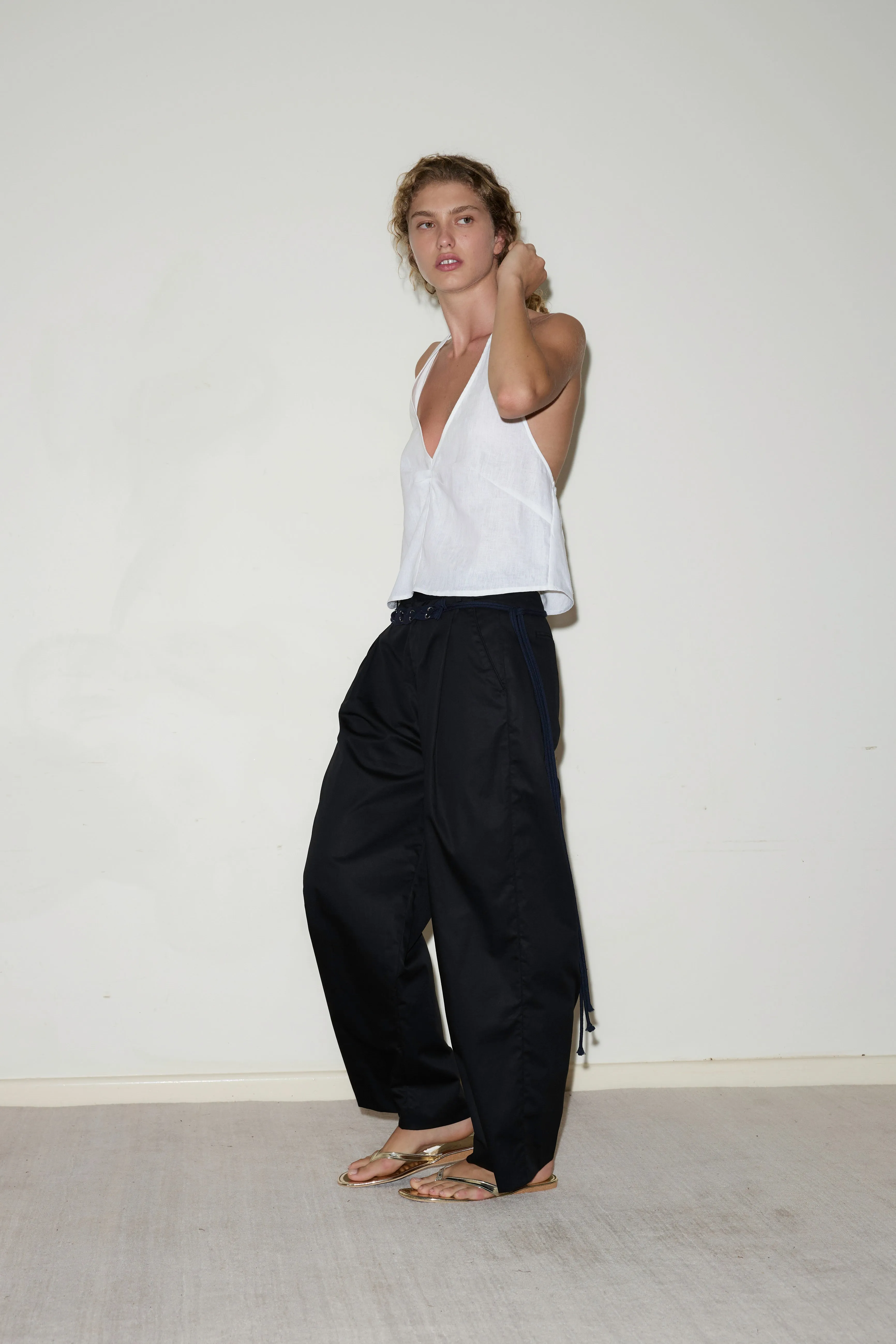 Linen Halter Top - White