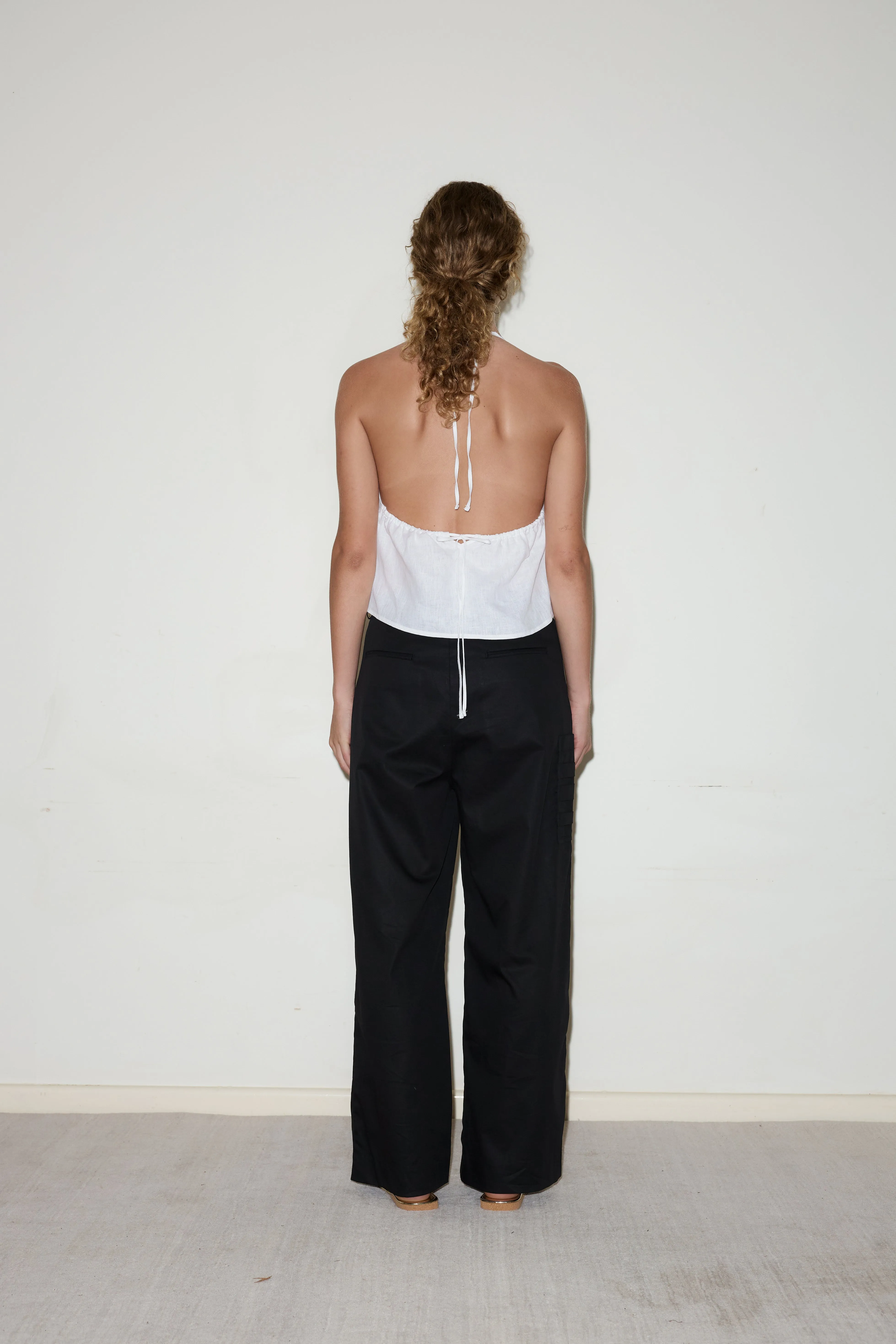 Linen Halter Top - White