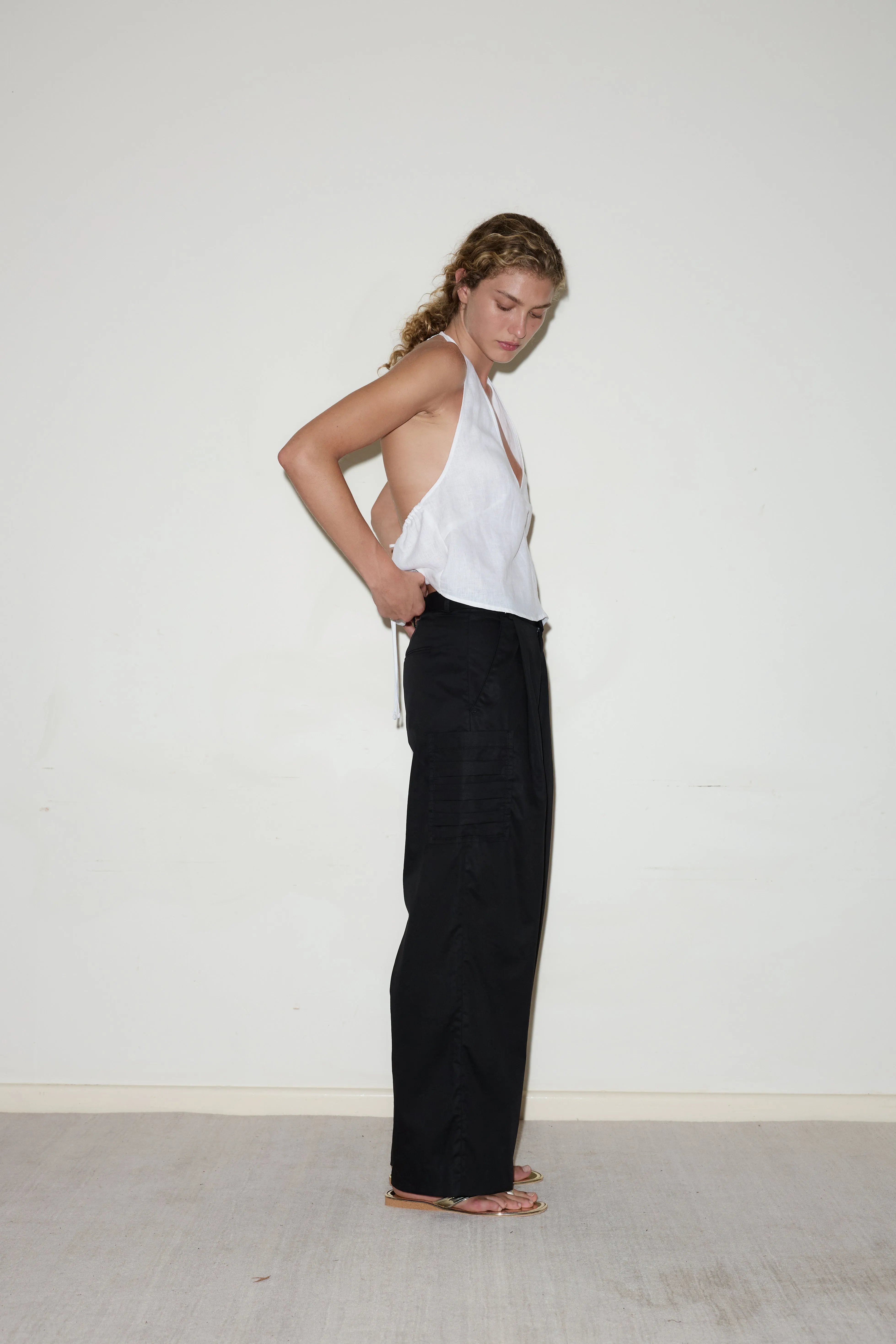 Linen Halter Top - White