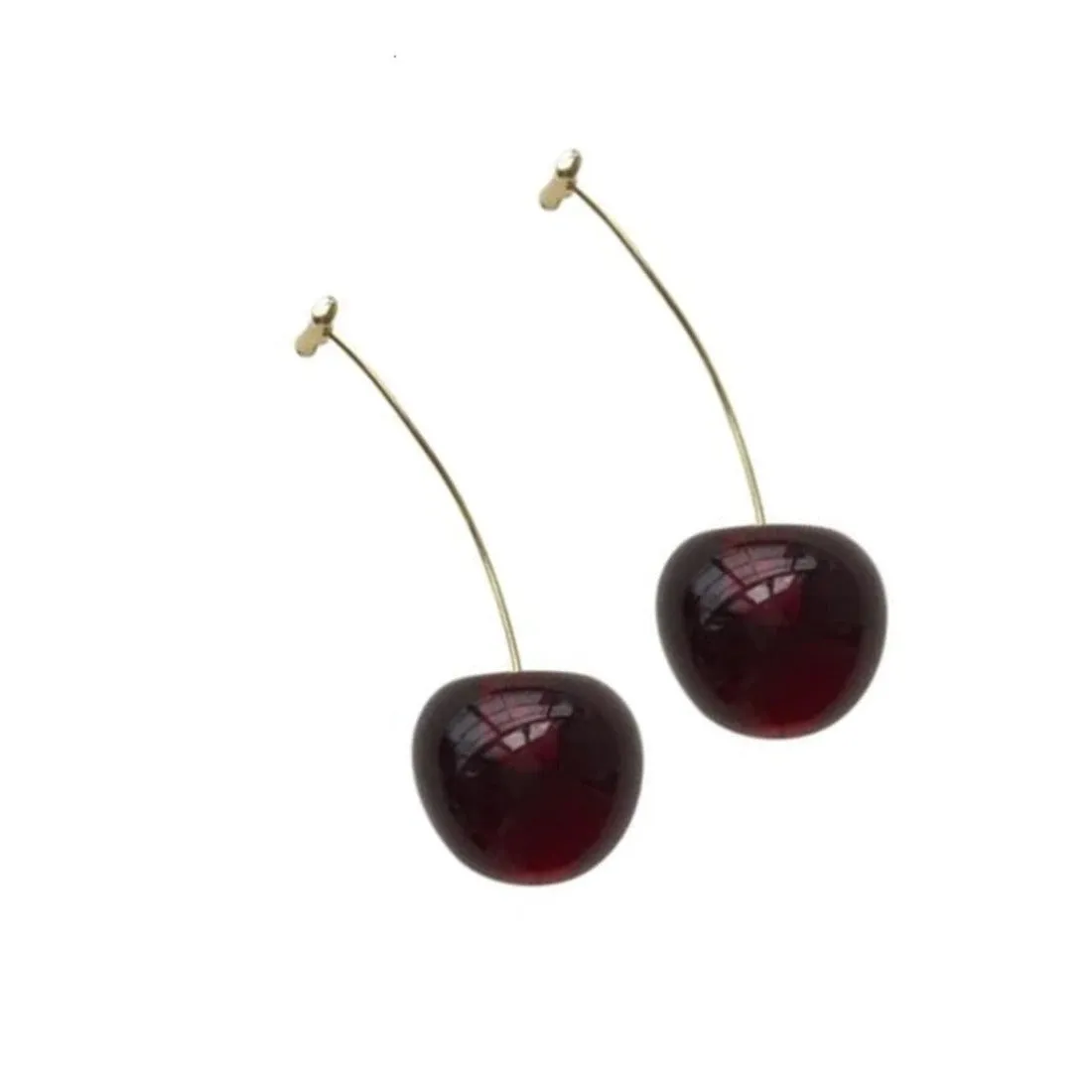 Romantic Cute Wine Red and Yellow Cherry Stud Drop Earrings